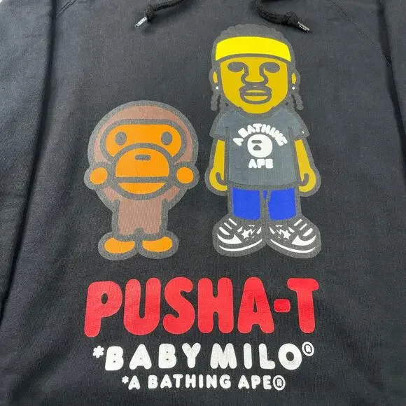 BAPE x Pusha T Baby Milo Pullover Hoodie Limited Edition Size L - Picture 4 of 9